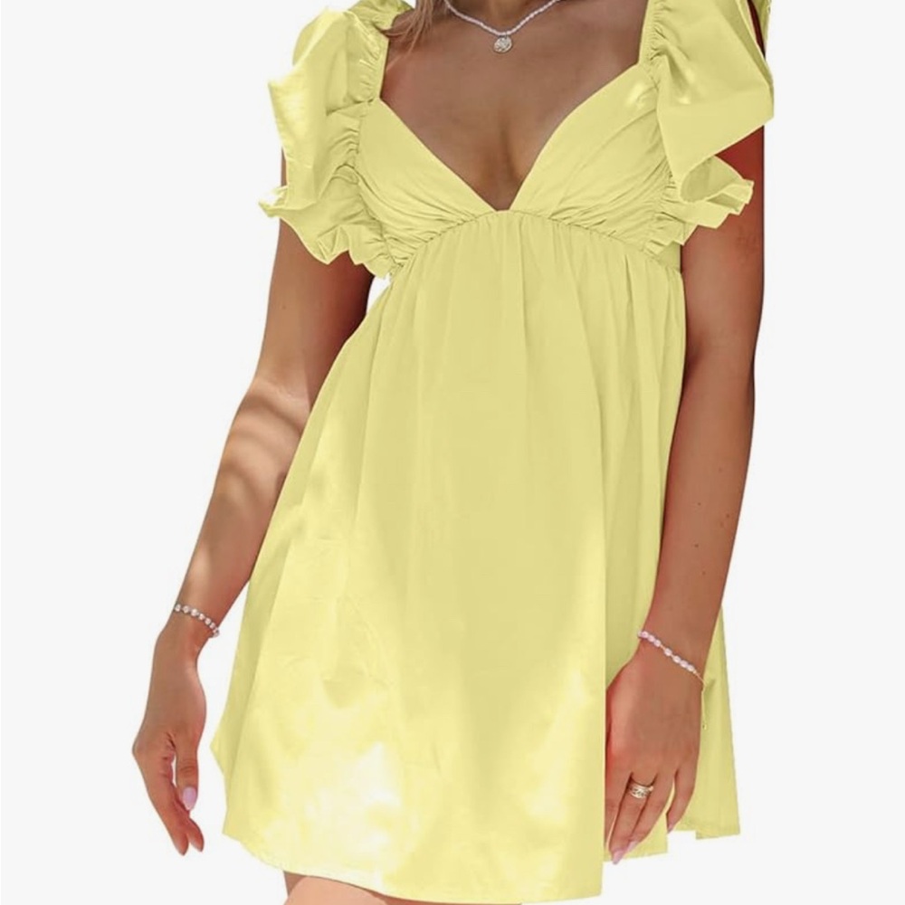 Yellow Ruffle Sleeve Dress